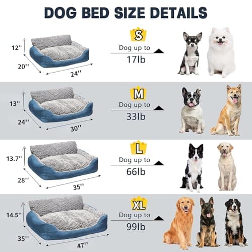 NOFKYNOXA Big Dog Bed for Large Sized Dogs with Soft Plush Cushion, 35"x28"x13.7" Machine Washable High Backrest Bed, Round Pet Sofa with Non-Slip Bottom,Year-Round Comfort for Dogs Up to 66 lbs - Thumbnail 3