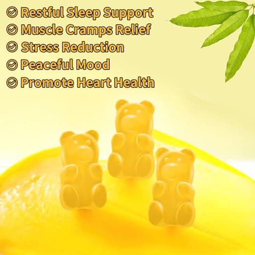 90 CT Magnesium Glycinate Gummies 1000mg - Sugar Free Magnesium Potassium Supplement with Vitamin D, B6, CoQ10 for Calm Mood & Sleep Support - 90 Mango Pineapple Gummies - Thumbnail 4