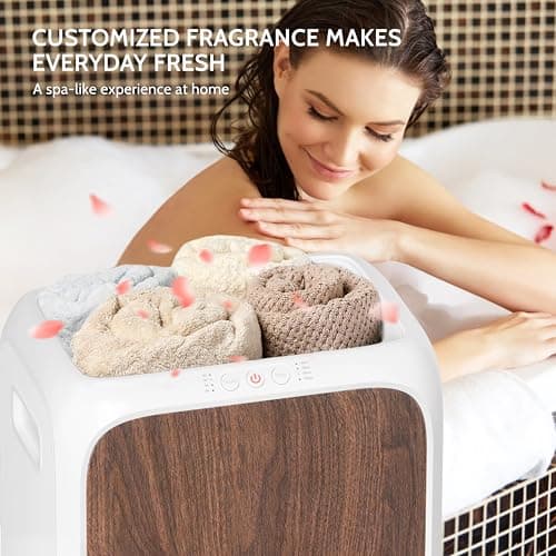 Keenray Towel Warmer Bucket, Luxury Rectangle Towel Warmer for Bathroom with Timer & Delay, Customized Fragrance, Child Lock, Fits 2 Large Towels, Blankets, Bathrobes, Ideal Gift for Him & Her(Brown) - Thumbnail 5