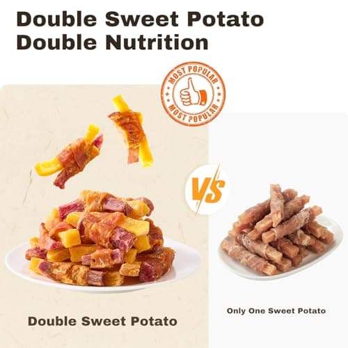 PETPHABET Chicken Wrapped Double Sweet Potato Dog Treats, 14oz - Thumbnail 3