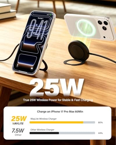2Pack Magnetic Wireless iPhone Charger Fast Phone Charger with Stand, 6FT 25W Fast Phone Charging Pad Wireless Magnetic Charge for iPhone 17/17Air/16 Pro Max/16 Plus/15 Pro Max/AirPods3/2/Pro Black - Thumbnail 3