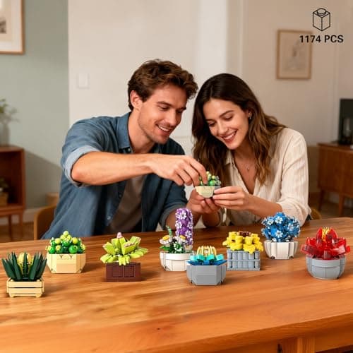 PIKARO Flowers Succulents Building Sets, 12 Plants, for Kids Adults Women - Thumbnail 2