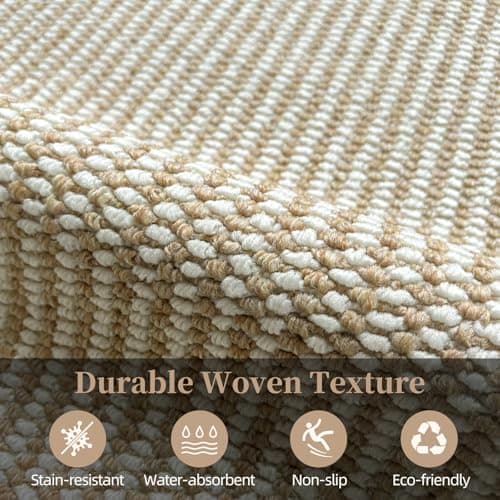 Indoor Door mat 32"x48", Dirt Trapper Door Mat, Non-Slip Washable Entrance Mat,Dirt Resistant and Absorbent Welcome Mat,Low-Profile Doormat for Entryways, Front Doors, and Indoor Entrances,Brown/White - Thumbnail 2