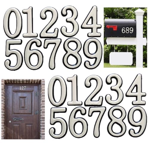 Mailbox Numbers for Outside, MONNCHA House Numbers for Mailbox 3D Self Adhesive mailbox Numbers 2 Inch Door Address Numbers Stickers for Mailbox, Apartment, House, Trash Bins - Silver - Image 1