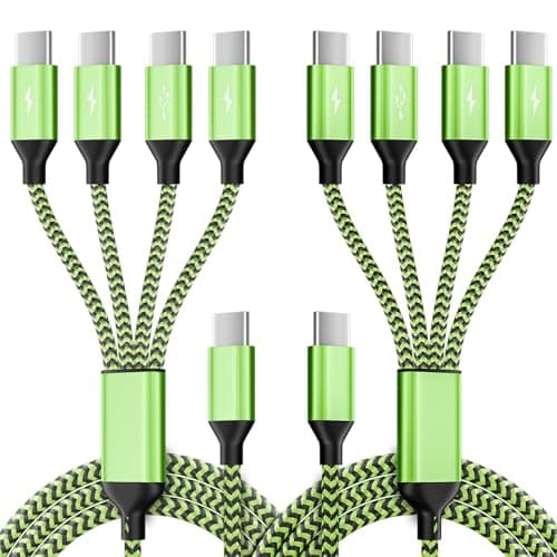 Travel USB C Splitter Multi Charging Cable for Multiple Devices, Fast Charging 4 in 1 Charging Cord, 2Pack 5 FT USB C Phone Charger Cable with 4 Type-C Ports for iPhone 17 Pro Samsung S24 S23 - Image 1