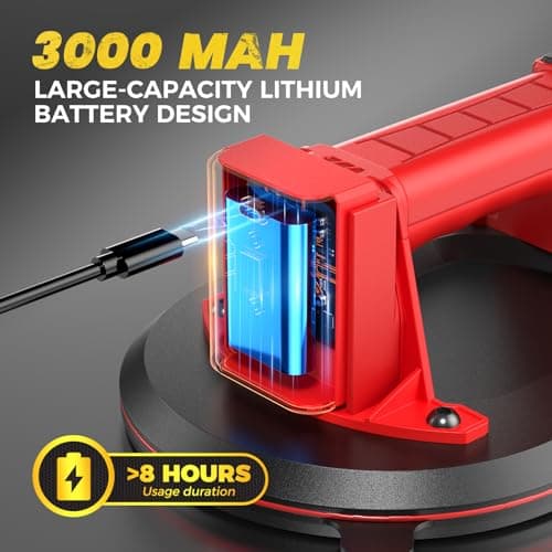 Mtnte Electric Suction Cups for Glass, Tiles, Granite, Windows Lifting and Moving 440 lbs. Load Capacity 16V MAX Cordless Heavy Duty Vacuum Suction Cup Lifter - Thumbnail 4