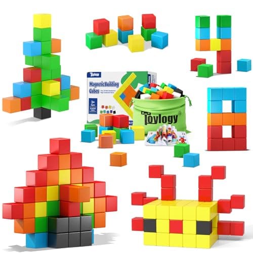 48PCS Magnetic Blocks for Toddlers Toys, Large Magnetic Cube Toy for Sensory Montessori Education Preschool Magnet Toys for 3 4 5 6 Year Old Boys and Girls - Image 1