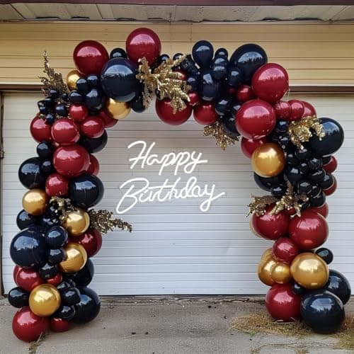 Red Black Gold Balloon Garland Arch Kit 139pcs Double Stuffed Latex Balloons for Gender Reveal Bridal Shower Anniversary Birthday Party Decorations - Thumbnail 4