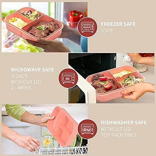 MISS BIG® Bento Box for Kids,Bento Box & Lunch Box,Leakproof, No BPAs/Chemical Dyes,M/W, D/W & Fridge Safe,1150ml Large Lunch Box for School, Picnic, Travel (Pink) - Thumbnail 6