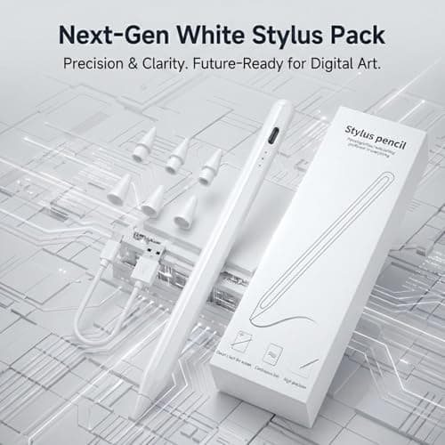Stylus Pen for iPad 2018-2025, 3X Faster Charge（13 Mins） Tilt Sensitivity & Palm Rejection iPad Pen Compatible with 6th-11th Apple iPad Pro 11"/12.9"/M4, iPad Air 3/4/5/M2/M3, iPad mini 5/6 Gen - Thumbnail 2