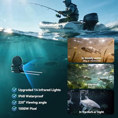 Underwater Fishing Camera Upgraded 5" Camera for Fishing with Infrared Night Vision,1080P HD Monitor,100ft Cable,Ice Fishing Accessory with Carrying Case for Ice,River,Lake,Boat,Kayak,Fishing Farming - Thumbnail 5