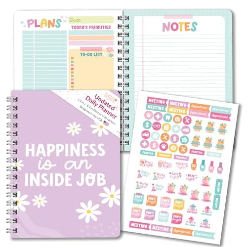 Undated Daily Planner Notebook - Undated Planner Notebooks, Daily To Do List Planners, To Do List Notebook for Work Organization, Day Schedule Planners for Kids and Adults - Image 1