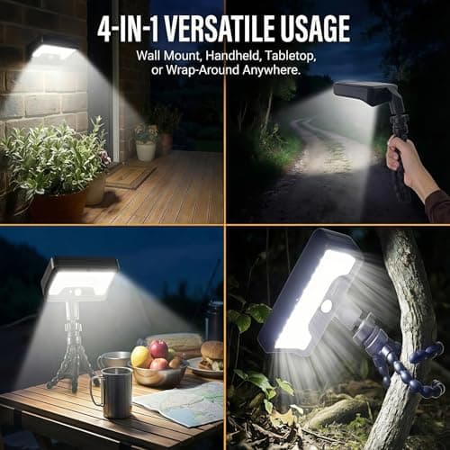 CVchancin Solar Motion Lights Outdoor with 360° Flexible Tripod USB and Solar Powered 92 LED Super Bright 600LM Motion Sensor Light IP65 Waterproof for Fence Yard Patio Garden RV Camping (2) - Thumbnail 4