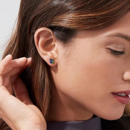 Sistble Birthstone Earrings for Women 14K Gold Plated Stud Earrings April October Birthday Gifts Pink Tourmaline Earrings 21st 16th Birthday Gifts for Women Anniversary Christmas Gift - Thumbnail 4