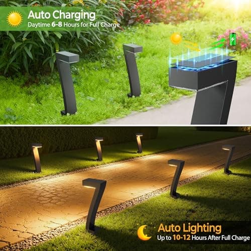 WdtPro Solar Lights Outdoor Pathway Lights, 4 Pack Upgraded Bright LED Outdoor Solar Light for Outside, IP65 Waterproof Solar Garden Light for Yard, Driveway, Walkway, Landscape, Patio Decor - Thumbnail 5