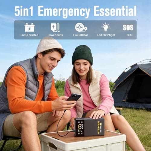 VTOMAN X3 Jump Starter with Air Compressor, 3500A Portable Car Battery Jumper Starter (9L Gas/8.5L Diesel Engines) with 160PSI Auto-Shutoff Tire Inflator, 12V Lithium Battery Booster Pack, Jump Box - Thumbnail 4