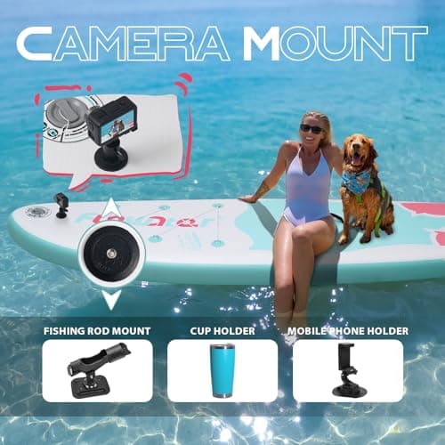 FunWater Inflatable Stand Up Paddle Board 10'6"/11"/11'6" Paddle Board for Adults & Youth, Paddleboards Inflatable with Premium SUP Accessories, Wide Stable, Non-Slip Comfort Deck (White/Pink/Blue) - Thumbnail 4