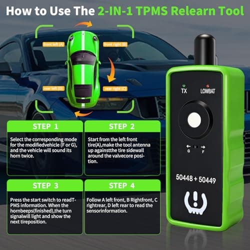 2IN1 TPMS Relearn Tool w/Battery for GM and Ford, FIRSTOOL EL50448+EL50449 TPMS Reset Tool with Model Switch Button Tire Sensor Programmer TPMS Sensor Tool,Tire Sensor Reset Tool for Lincoln GMC Buick - Thumbnail 5