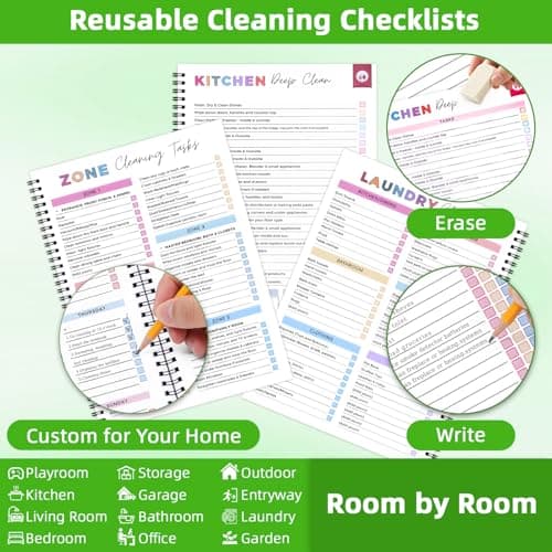 ADHD Cleaning Planner for Adults – Undated Daily, Weekly & Monthly Cleaning Schedule & Checklist – Household Chores Organizer Notebook for Home（2 pack） - Thumbnail 3