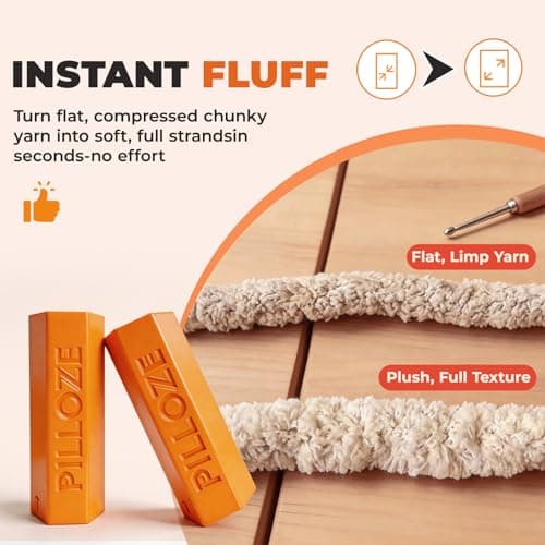 Pilloze Chunky Yarn Fluffer - Yarn Fluffing Tool for Crochet & Knitting Projects, Compact Portable Yarn Texture Enhancer for DIY Craft Enthusiasts, Orange - Thumbnail 3