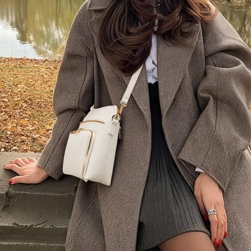 Goinsound Crossbody Purse with Built in Wallet White Purses for Women Rfid Crossbody Bag - Thumbnail 2