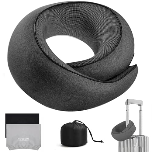 Travel Neck Pillows for Airplanes, Premium 100% Memory Foam Neck Pillow with Alternative Skin-Friendly Silk Cover - Upgrade Liner Enables Easy Pillowcase Cleaning, Travel Pillow Fits Plane, Car, Train - Image 1