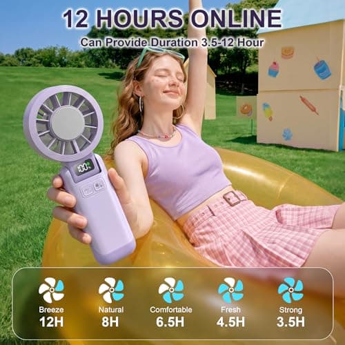 Husdensky Portable Fan Handheld with Ice Cooling Rechargeable 5.5m/s Speed - Thumbnail 5
