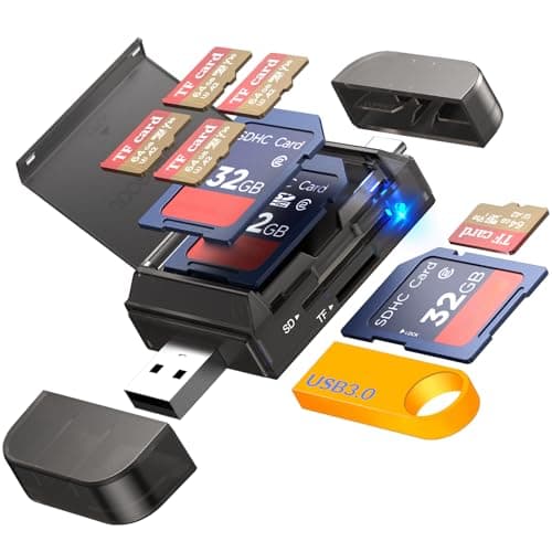6-in-1 SD/TF Card Reader Adapter with SD Card Storage USB A & Type C Port & USB 3.0 Slots for Micro SD/SDHC/SDXC/MMC Memory Cards, Compatible with PC, MacBook, Chromebook, Android Phone, i-Phone - Image 1