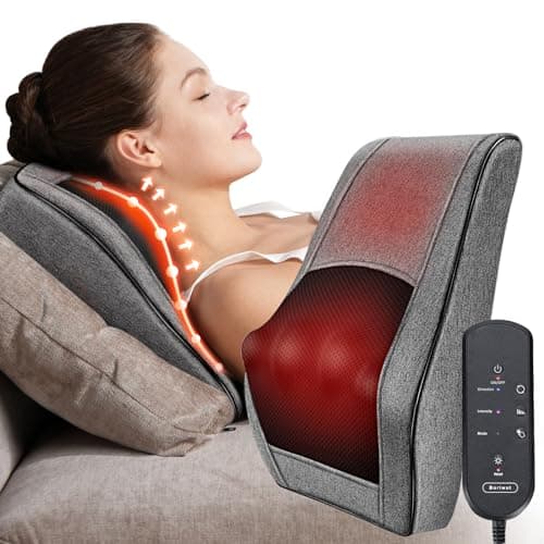 Boriwat Back Massager with Heat, Neck Massager for Pain Relief Deep Tissue, 3D Kneading Massage Pillow for Back, Neck, Shoulder, Legs, Gifts for Women Men Mom Dad - Image 1