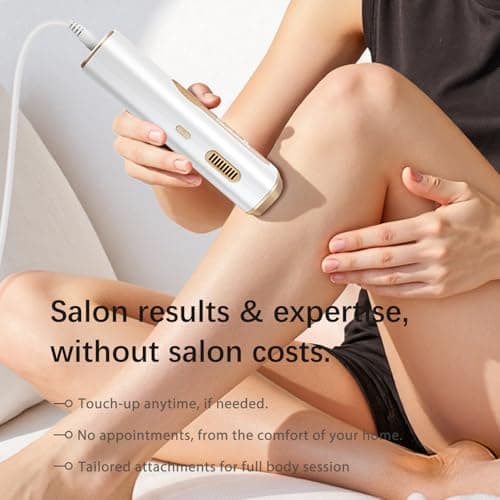 IPL Laser Hair Removal Device for Women & Men - Safe At-Home 45°F Ice-Cooling Contact for Painless & Long-Lasting Results, 86% Less Hair In 3 Weeks for Full Body & Face, Pure White - Thumbnail 5