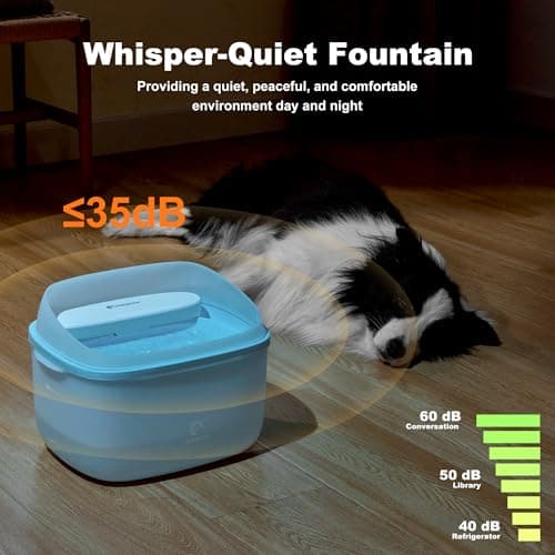 HOLAPAW Dog Water Fountain for Large Dogs, 2.1Gal/8L Dog Water Bowl Dispenser, No Spill Automatic Pet Water Fountain for Dogs Cats Multiple Pets with Ultra Quiet Pump, 3 Filter Replacement, Blue - Thumbnail 5