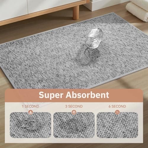 PADOOR Thin Bathroom Runner 17"x59", Braided Bath Mats for Bathroom fits Under Door, No-Slip Rubber Bath Rugs, Machine Washable & Quick Dry Absorbent Bath Mat (Grey) - Thumbnail 3