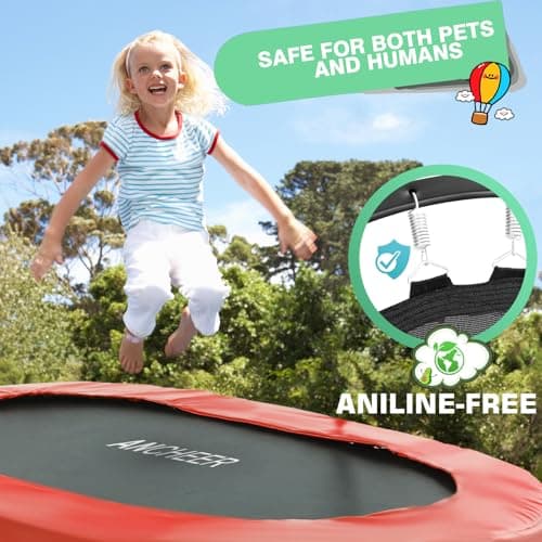 ANCHEER Trampoline for Kids, 56" Double Toddler Trampoline with Adjustable Handlebar, 220LBS Weight Capacity - Indoor/Outdoor Foldable Jumper for 2+ Users (ASTM Certified) - Thumbnail 4