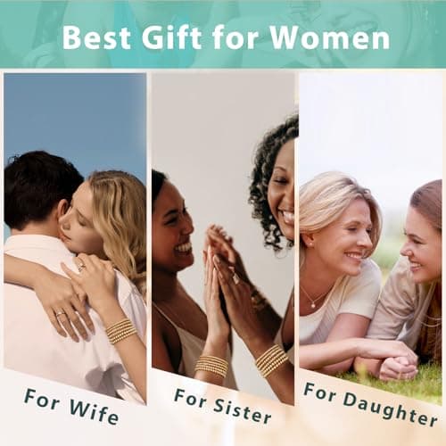 adoyi Gold Bracelets for Women 14K Gold Plated Beaded Stackable Strand Bead Ball Bracelet stack Set Trendy Adjustable Jewelry Sets for Gifts - Thumbnail 5