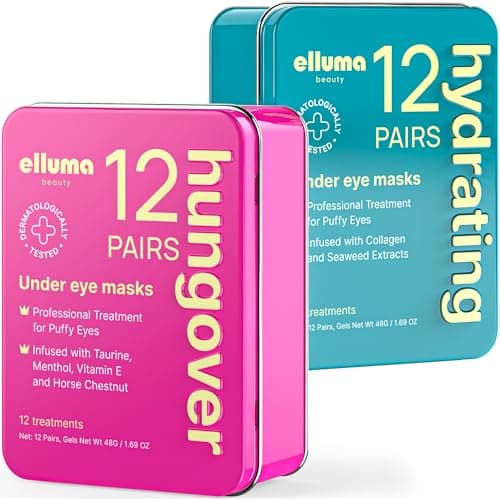 Elluma Beauty Under Eye Patches – 24 Hydrogel Pads Hungover & Hydrating Sets with Menthol, Taurine, & Seaweed Extracts - Image 1