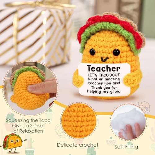 Teacher Easter Basket Stuffers Teacher Appreciation Gifts Thank You Going Away Farewell Gifts for Women Get Well Birthday Valetines Gift for Teachers End of Year Teacher Gift Bag Positive Taco Crochet - Thumbnail 6