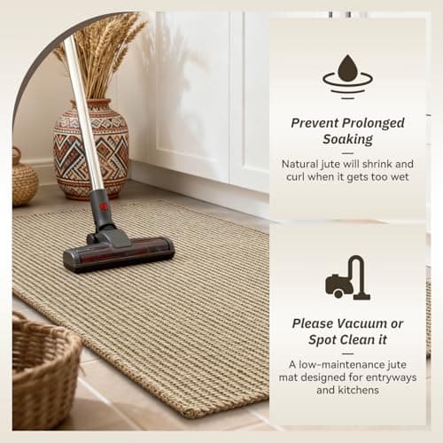 RESARE Jute Kitchen Mats for Floor, 2PCS Kitchen Rugs Set Non Slip, Runner Rugs for Kitchen, Stain Resistant Floor Mat Carpet for Hallways Entryway Laundry,17"x32"+17"x48" - Thumbnail 6