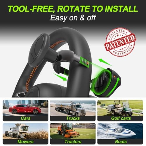 Tool Free Steering Wheel Knob, Suicide Knob for 3.45-4.9" Steering Wheel with Metal Bearing, Steering Wheel Knob Spinner for Cars, Trucks, Mowers, Boats, No Screws or Tools Needed (1Pack, Black) - Thumbnail 2