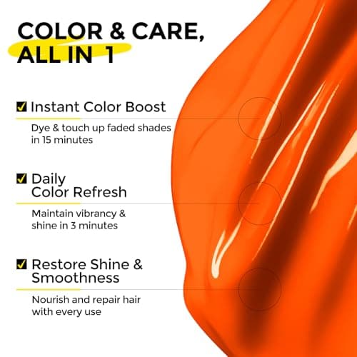 COLORLOMO Semi Permanent Hair Color - 6 oz Color Depositing Conditioner with Shea Butter & Almond Oil- Color Conditioner Depositing Hair Mask - Vegan, Paraben, Ammonia & Sulfate Free -Orange - Thumbnail 2