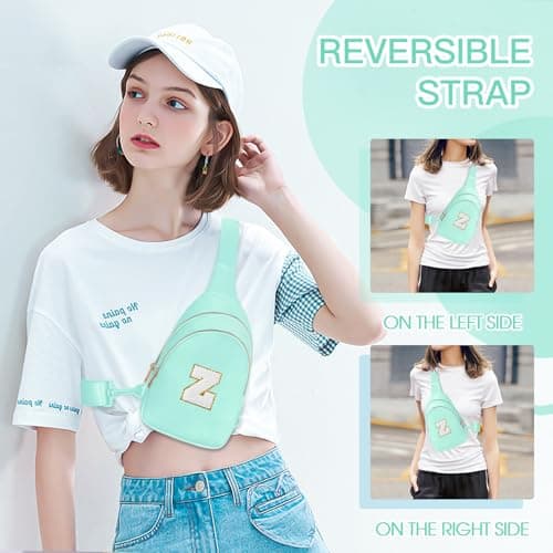 Viverte Small Initial Sling Bag Cross Body Bag Fanny Pack for Girls Teen Girl Gifts Trendy Stuff Personalized Gifts for Tween Teenager Girls Cute Cool Stuff for Girls (Light Green-Z) - Thumbnail 4
