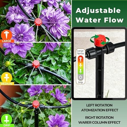 120FT Drip Irrigation System for Garden: Quick Connect PE Tubing Automatic Water Sprinkler Kit Adjustable Misting Part 1/4" Watering Hose for Outdoor Raised Bed Plants Flower Yard Greenhouse - Thumbnail 4
