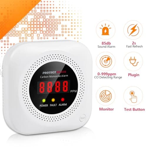Carbon Monoxide Detectors, 2 Pack Protectmeter Portable Carbon Monoxide detectors Plug in Wall for Travel, CO Alarm/Monitor for Home/Hotel Room/RV with AC Socket with Digital LCD - Thumbnail 3