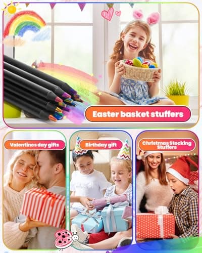 Allotall Easter Basket Stuffers for Teens, Easter Basket Essentials, 12 Rainbow Colored Pencils, Gifts for Boys Girls Ages 5–12, Art Supplies for Kids, Birthday Party Favors - Thumbnail 6