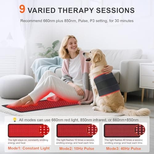 Red Light Therapy Mat for Body, 60W 31.5" x 11.8" 660nm & 850nm 360 LEDs Home Infrared Light Therapy Pad Blanket with Smart Temp & Timer for Back Belly Shoulder Muscle Pain Relief - Thumbnail 2