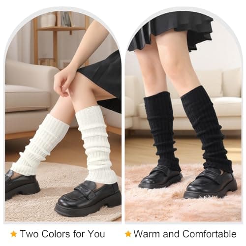 Jspupifip Ballet Leg Warmers for Women 4 Pairs, Y2K Leg Warmers Ribbed Knitted Kawaii Preppy Legwarmer Socks for Yoga Party Sports Fashion Accessories - Thumbnail 3