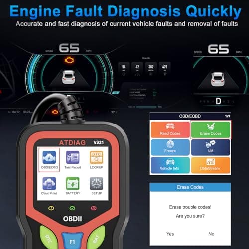 OBD2 Scanner Diagnostic Tool, Check Engine Lights and Clear Vehicle Trouble Code, Battery Start Test, Live Data, Cloud Printing, Freeze Frame, Car Scanner for All OBDII Vehicles Since 1996 - Thumbnail 4