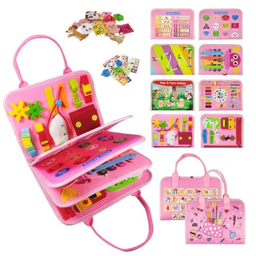 TenFans ​​Montessori Busy Board for Toddlers 3-5 Years - Sensory Toys for Fine Motor Skills - Felt Travel Activity Board with Zipper - Image 1