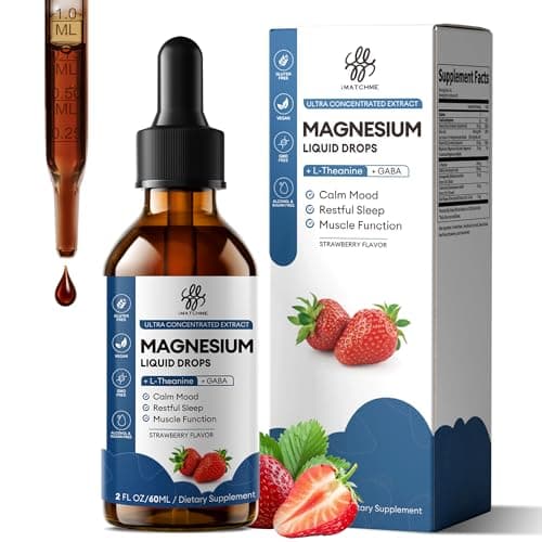 2 Pack Magnesium Glycinate Drops for Sleep & Calm Support,Liquid Magnesium with L-Theanine & GABA - Chelated Magnesium Complex with Taurate and Malate,Gentle Absorption,Strawberry Flavor, 2 fl oz - Image 1