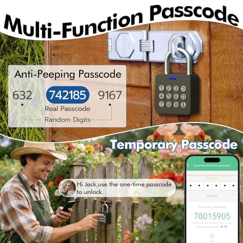 Keylesslife Fingerprint Padlock with Code,Combination Padlock Gym Locker Lock,Smart Padlock with Fingerprint Gym Lock Waterproof for Outdoor Gate Fence Shed Storage Gym Locker School - Thumbnail 4