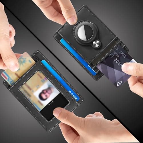 Hawanik Slim Minimalist Front Pocket Air Tag Wallet, RFID Blocking Card Holder Wallet with Airtag Holder - Thumbnail 2